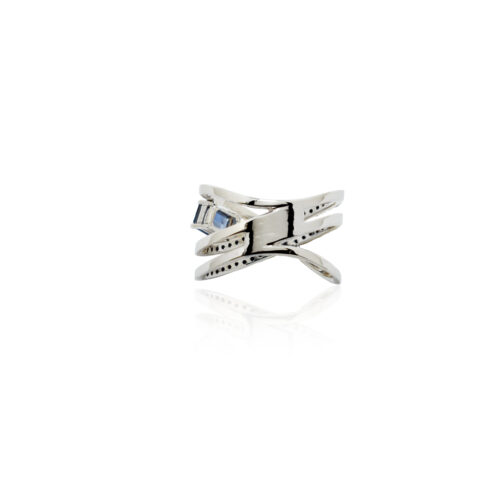 Croissant Diamond & Sapphire Ring - Image 3