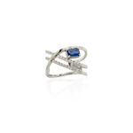 Croissant Diamond & Sapphire Ring