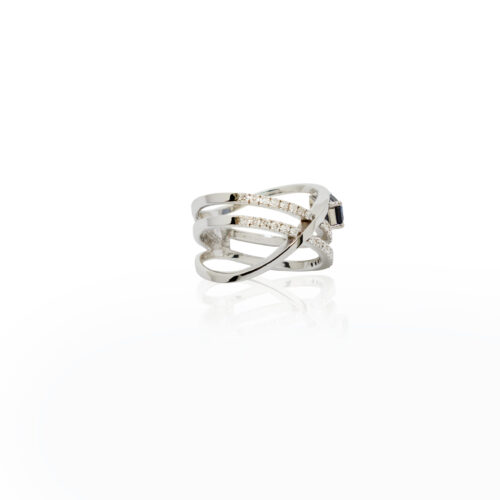 Croissant Diamond & Sapphire Ring - Image 2